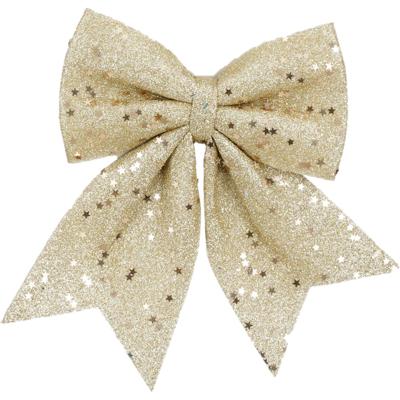 Kerst strik ornament - champagne - 20 x 24 cm - polyester - kerststrik - kerstversiering