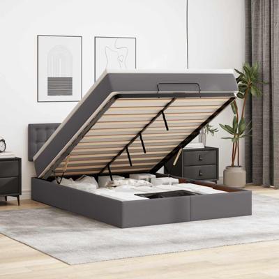 Ottoman bed met matras 140x190cm kunstleer grijs