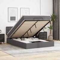 Ottoman bed met matras 140x190cm kunstleer grijs