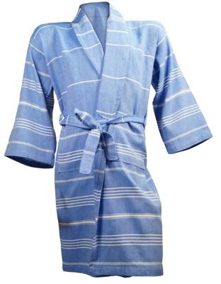The One Towelling Hamam Badjas Blue/White-XXL/XXXL