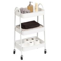 Tendance Keuken/badkamer trolley 3 laags - 43 x 31 x 79 cm - wit - metaal - met wielen