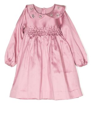 SHATHA ESSA robe à col brodé - Rose