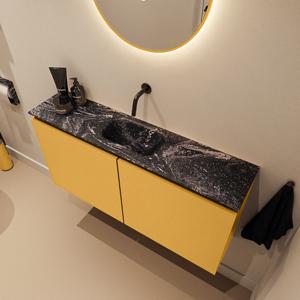 Toiletmeubel Mondiaz Ture Dlux | 100 cm | Meubelkleur Ocher | Eden wastafel Lava Midden | Zonder kraangat