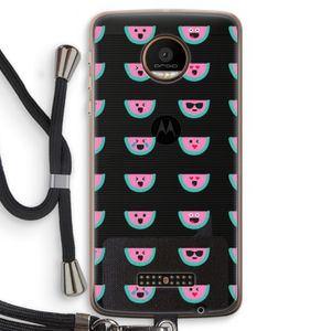 Smiley watermeloenprint: Motorola Moto Z Force Transparant Hoesje met koord
