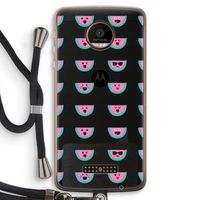 Smiley watermeloenprint: Motorola Moto Z Force Transparant Hoesje met koord