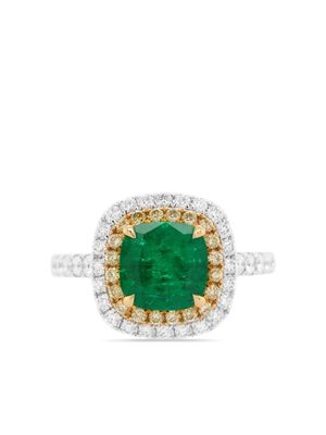HYT Jewelry bague en or blanc 18ct à émeraudes et diamants - Argent