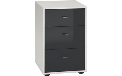 Goossens Nachtkastje Bali, 3 glasladen 40 cm breed, 64 cm hoog