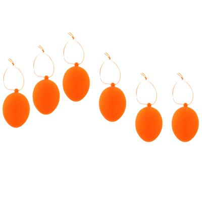Paaseieren hangdecoratie - oranje - set van 6x stuks - 4 x 6 cm - kunststof - Paasversiering