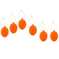 Paaseieren hangdecoratie - oranje - set van 6x stuks - 4 x 6 cm - kunststof - Paasversiering