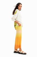 Lingeriestijl midirok kleurverloop - YELLOW - XL - thumbnail