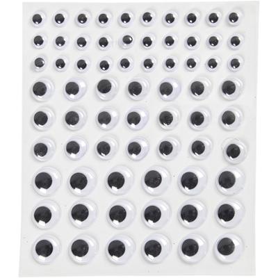Creativ Company Wiebelogen, zelfklevend, d 8+12+14 mm, wit, 69 stuk, 1 vel