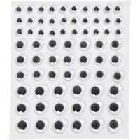 Creativ Company Wiebelogen, zelfklevend, d 8+12+14 mm, wit, 69 stuk, 1 vel