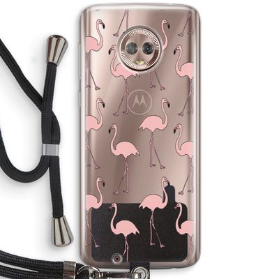 Anything Flamingoes: Motorola Moto G6 Transparant Hoesje met koord