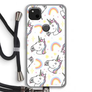 Rainbow Unicorn: Pixel 4a Transparant Hoesje met koord