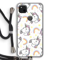 Rainbow Unicorn: Pixel 4a Transparant Hoesje met koord