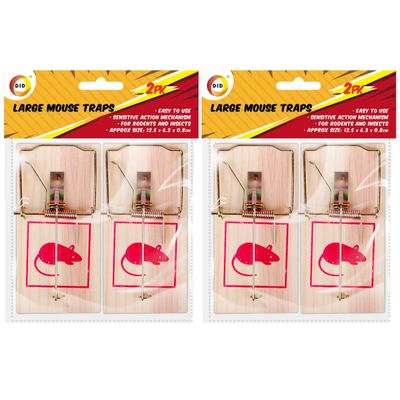 4x Houten muizenvallen/muizenklemmen ongedierte bestrijding