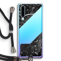 Zwart marmer: Huawei P30 Transparant Hoesje met koord