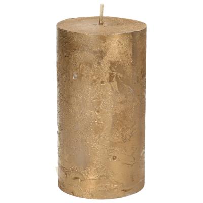 Stompkaars - goud - 7 x 13 cm - rustiek model - cilinderkaars - kaars Stompkaars - goud - 7 x 13 cm - rustiek model - cilinderkaars - kaars