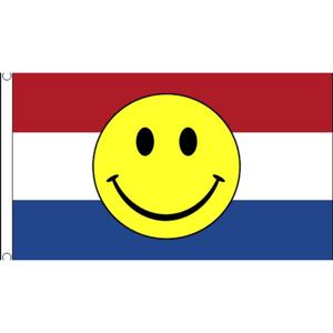 Nederlandse vlag met Smile Emoticon 90 x 150 cm