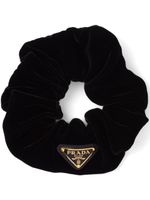 Prada chouchou en velours à logo triangle - Noir