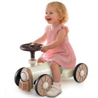 Rutschauto Rutschfahrzeug met Stuur & Trekpijp-toets & Opbergruimte Onder de Zitting Rutscher Kinderauto 61 x 30 x 38 cm Beige