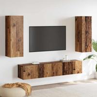 4-delige tv-kastset - Wandgemonteerd in vintage hout