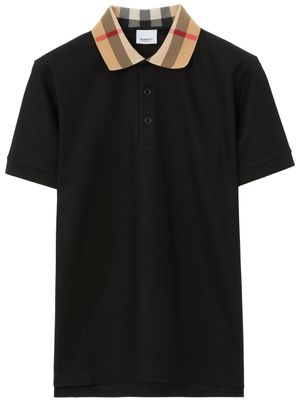 Burberry polo à col à carreaux - Noir