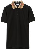 Burberry checkered-collar cotton polo shirt - Noir - thumbnail