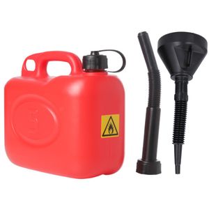 Jerrycan rood voor brandstof van 5 liter met een handige grote trechter