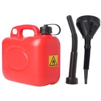 Jerrycan rood voor brandstof van 5 liter met een handige grote trechter