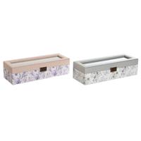 Horlogedoos DKD Home Decor Wit Grijs Lila Licht Roze Kristal 33 x 11 x 9 cm (2 Stuks)