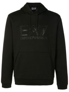 Ea7 Emporio Armani hoodie à logo brodé - Noir