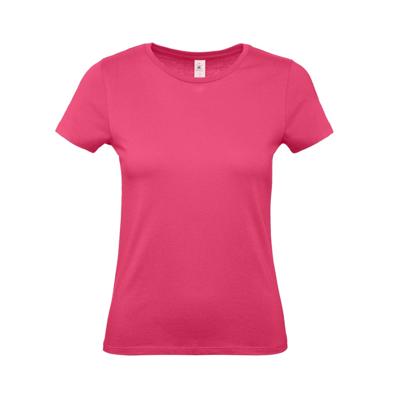Roze basic Dames t-shirt - met ronde hals - katoen - 145 grams - shirts / dameskleding
