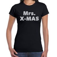 Fout kerst shirt mrs x-mas zilver / zwart voor dames - thumbnail