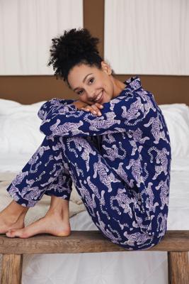 Katoenen doorknooppyjama tijgers