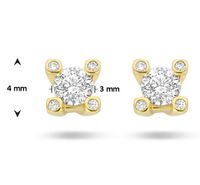 Oorknoppen geelgoud-diamant 2 x 0,011 ct Hsi goudkleurig-wit 4 mm