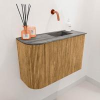 Toiletmeubel Mondiaz Joya Dlux | 61.6 cm | Meubelkleur Oak | Faye wastafel Sombra Wasbak Rechts | Zonder kraangat(en) Toiletmeubel Mondiaz Joya Dlux | 61.6 cm | Meubelkleur Oak | Faye wastafel Sombra Wasbak Rechts | Zonder kraangat(en)