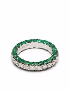 SHAY bague en or blanc 18ct ornée d'émeraude et diamants - Vert