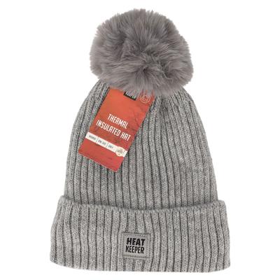 Ladies Thermal Hat Pompon Grey One Size Heat Keeper - Heat keeper