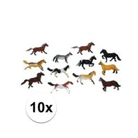 Paardjes set van 10x plastic speelgoed paarden van 6 cm   - - thumbnail