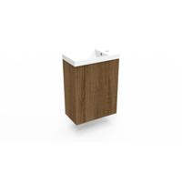 Fonteinkast Cafe Oak Arcqua Ridge 40x55x28 cm Incl. Fontein Glans Wit Met Overloop Arcqua