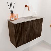 Toiletmeubel Mondiaz Joya Dlux | 60 cm | Meubelkleur Walnut | Faye wastafel Glace Wasbak Rechts | Zonder kraangat(en)