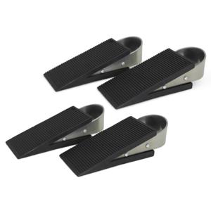 Deurstopwiggen - 4x - zwart - rubber - 13x5x3 cm - deurstopper
