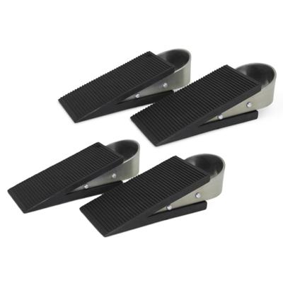 Deurstopwiggen - 4x - zwart - rubber - 13x5x3 cm - deurstopper
