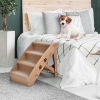 4-Staps Beklede Huisdierentrap Kattentrap Hondentrap 4 Trappen Plastic Traphelling met Zacht Vilt voor Honden Katten Koffie