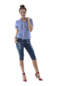 Damesblouse blauw-wit