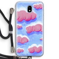 Roze wolken met vogels: Samsung Galaxy J5 (2017) Transparant Hoesje met koord