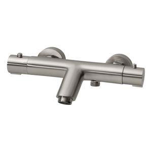 Badkraan Xellanz Rio | Opbouw | Thermostaatkraan | 2-weg | hoh 15 cm | 1-hendel | Rond | Geborsteld staal