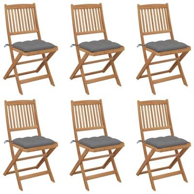 Tuinstoelen 6 st inklapbaar met kussens massief acaciahout
