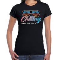 Beach feest t-shirt / shirt Chilling with the girls zwart voor dames